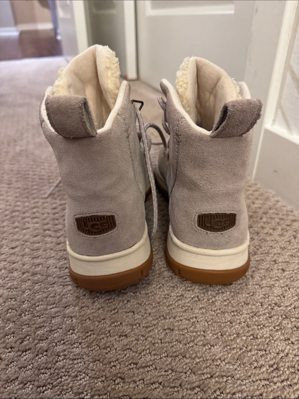 UGG Taupe Suede Shearling-Lined Winter Boots - Picture 3 of 6